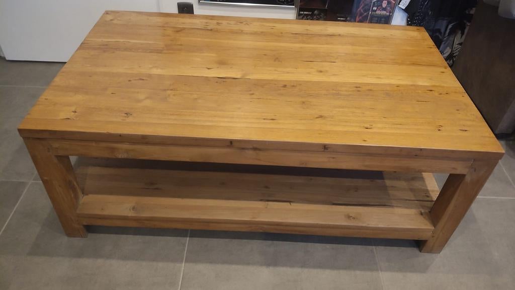 Landelijke salontafel massief teak 120x70, Huis en Inrichting, Ophalen