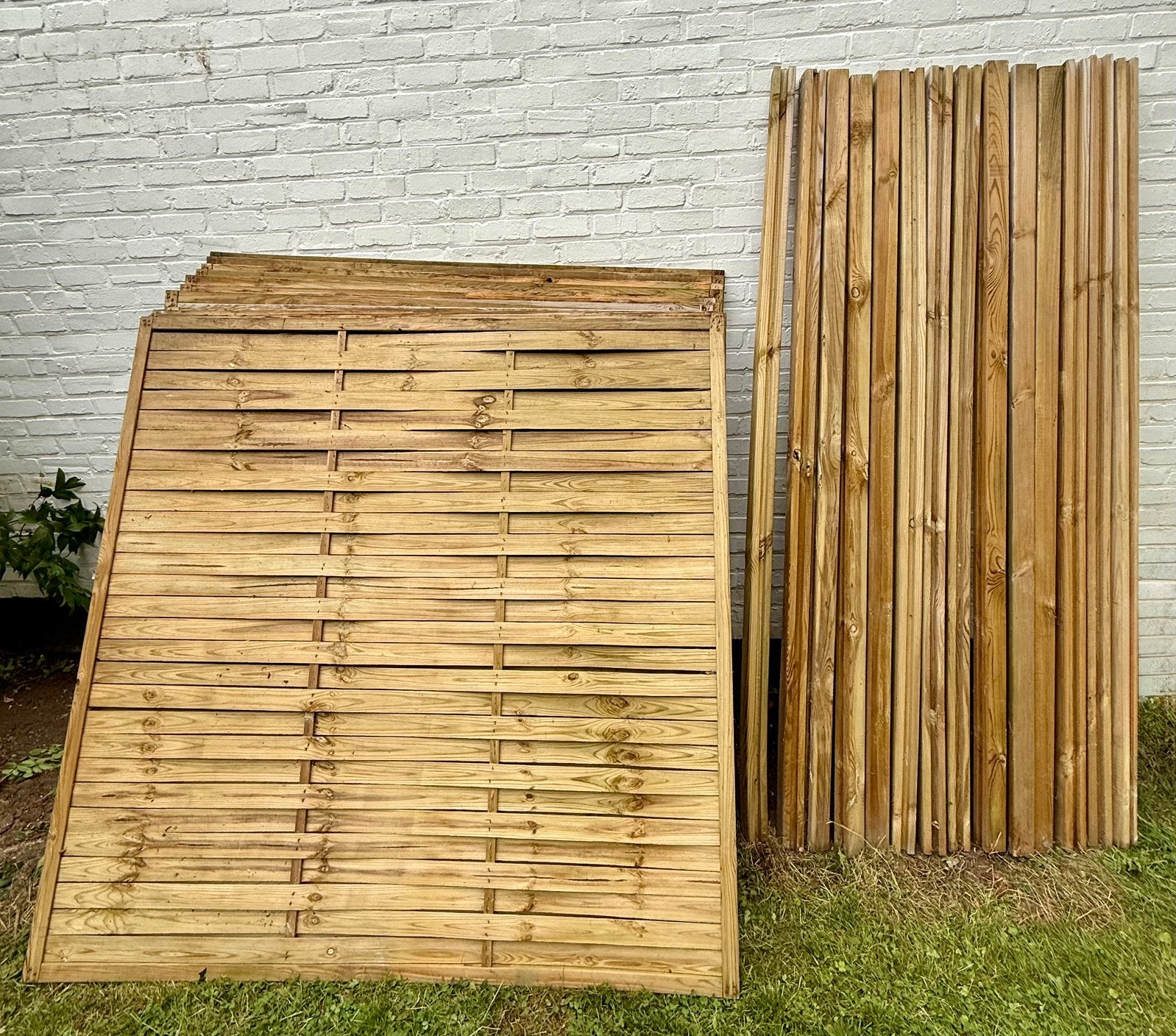 Lot clôture bois : panneaux occultants tressés  + poteaux, Jardin & Terrasse, Palissades, Comme neuf, Bois, 1 à 2 mètres, Moins de 3 mètres