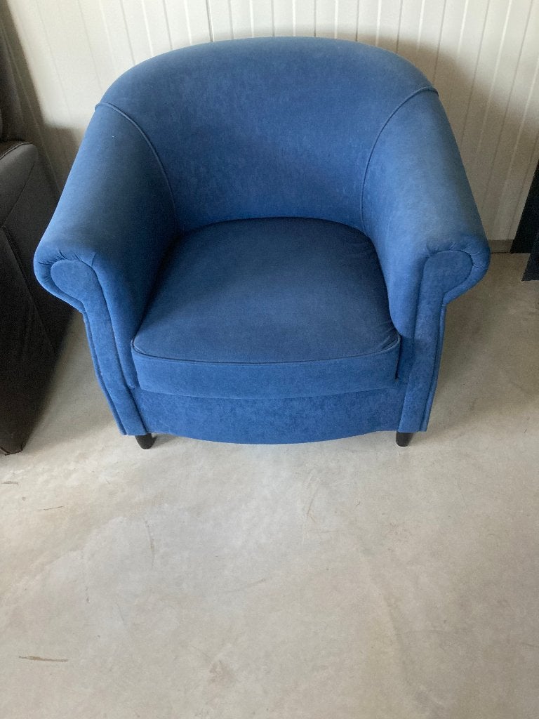 blauwe suede relax stoel., Ophalen, Zo goed als nieuw