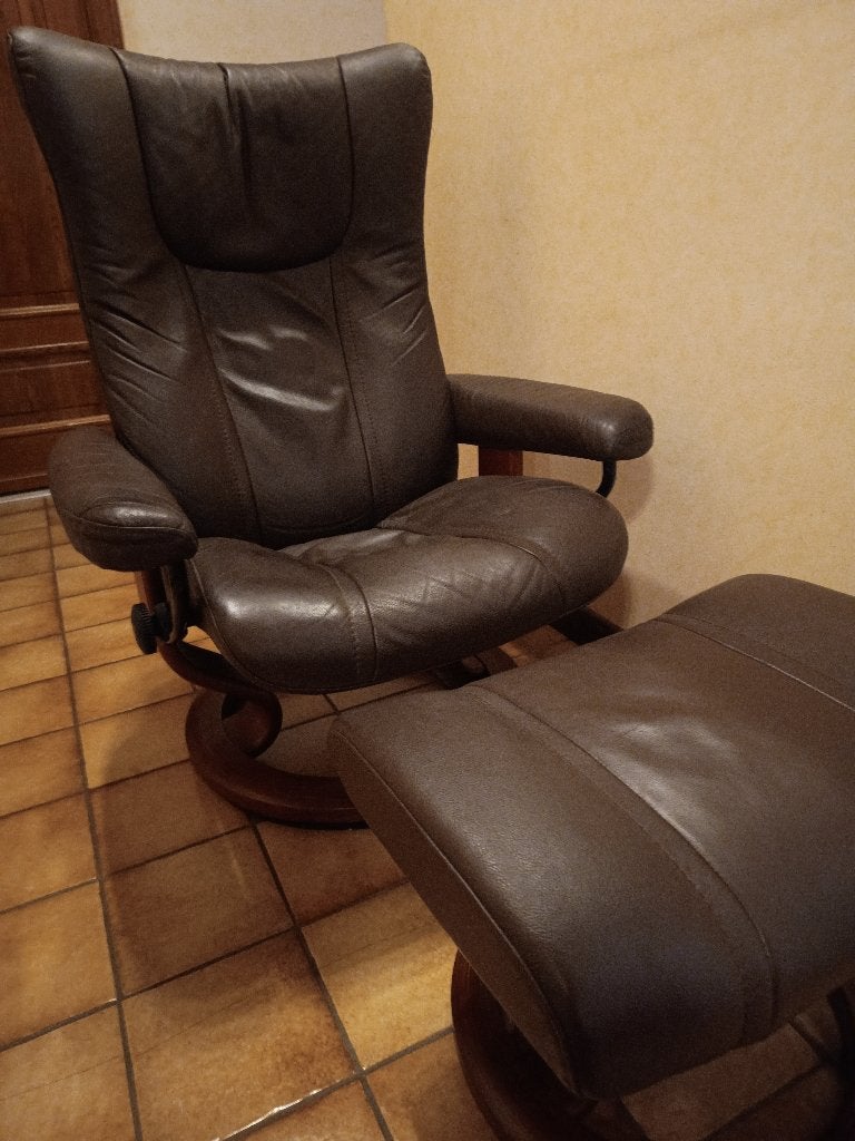 stressless zetel met voetbankje, Maison & Meubles, Canapés | Salons, 75 à 100 cm, Moins de 150 cm, Une personne, Enlèvement