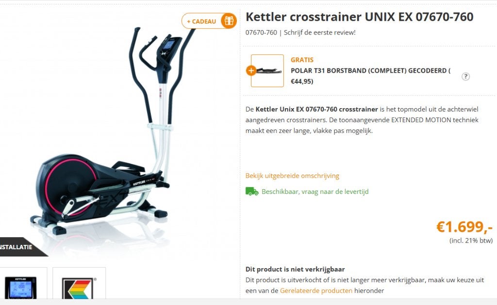 Crosstrainer Kettler (semi-pro), Ophalen, Zo goed als nieuw, Crosstrainer