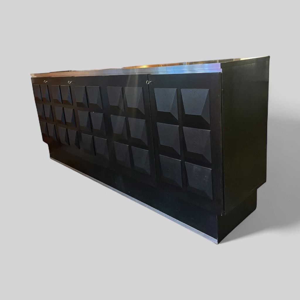 Brutalist Credenza black, 1970s, Ophalen