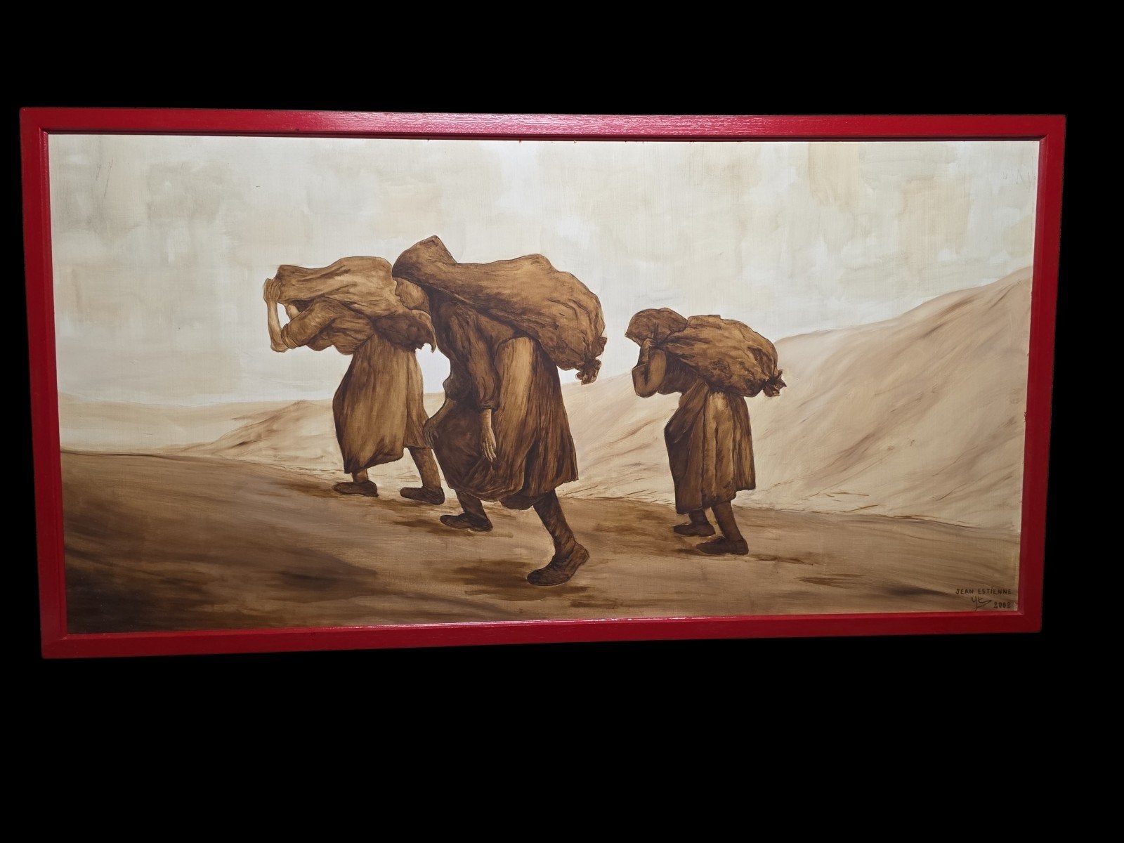 Schilderij Vrouwenarbeid op de mijnterrils .Gesign., Antiek en Kunst, Ophalen of Verzenden, Realistisch