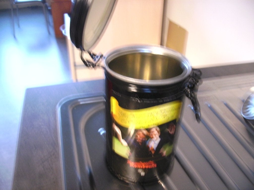 blikken koffiedoos leeg, Verzamelen, Ophalen of Verzenden, Gebruikt, Koek(jes)