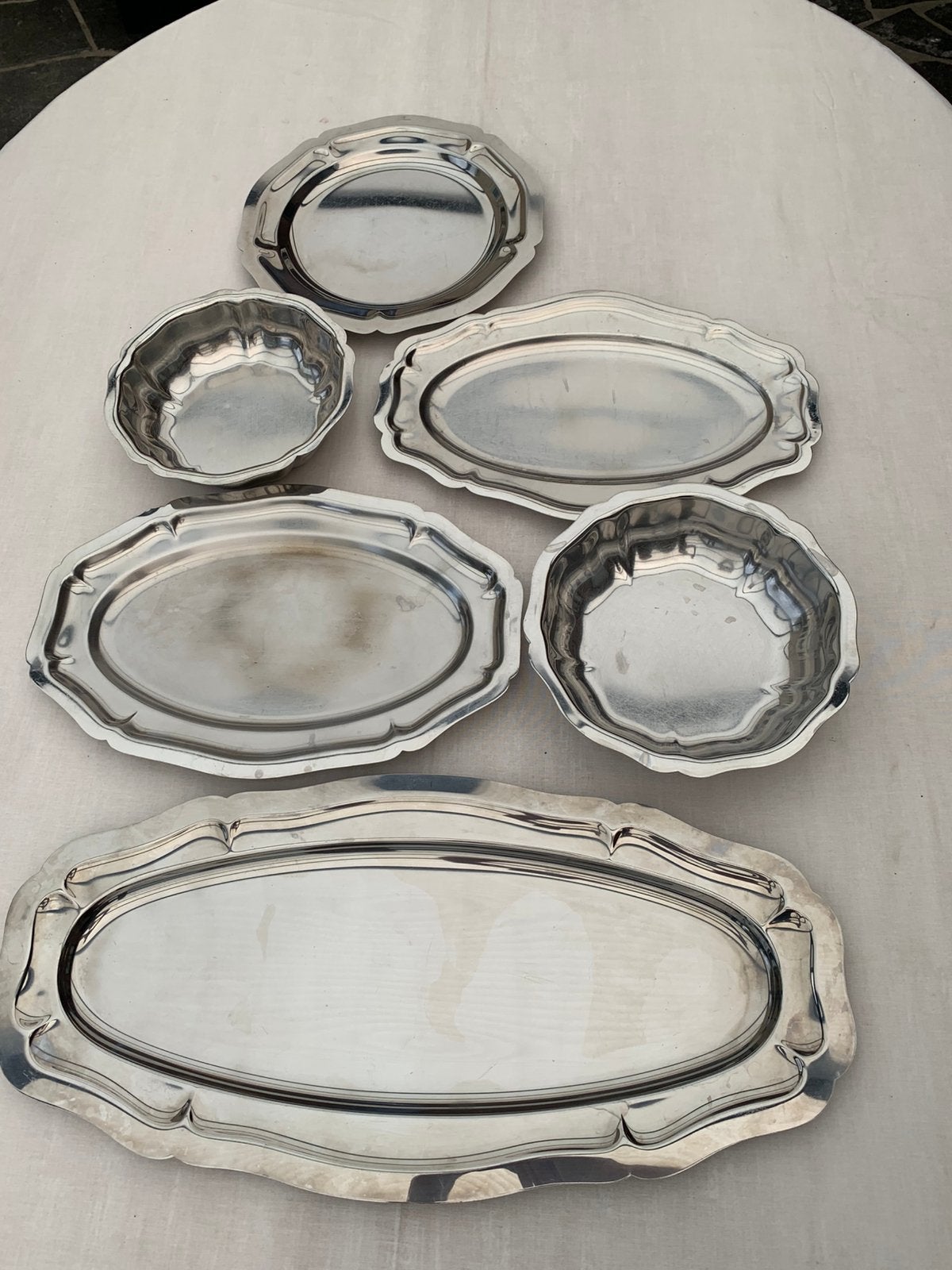 INOX - Plats vintage - lot de 7, Enlèvement