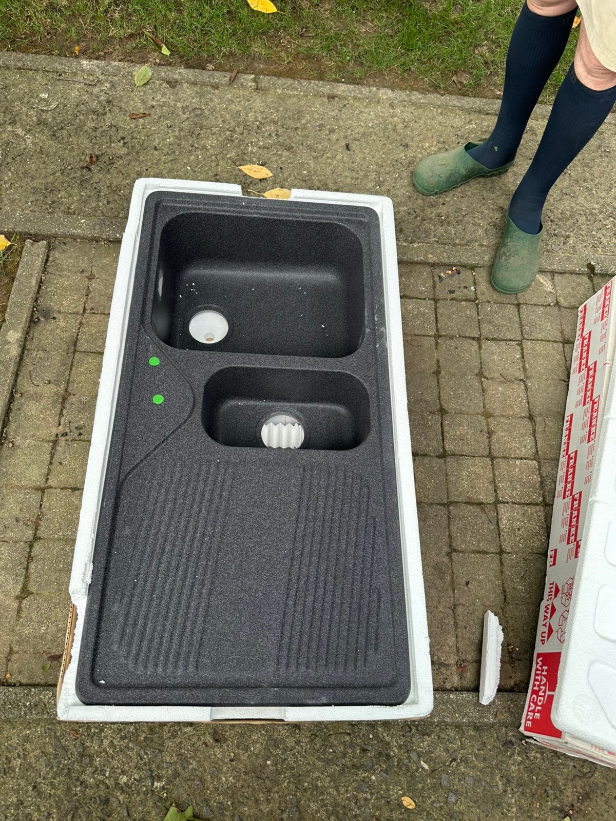 Franke composiet spoelbak granietlook, Ophalen, Nieuw, 50 tot 100 cm, 100 tot 150 cm