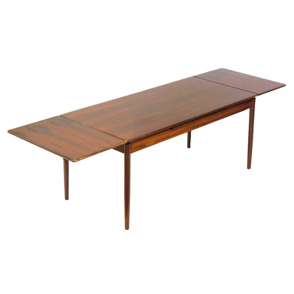 Grande table à manger extensible vintage en palissandre 1960, Maison & Meubles, Métal, Comme neuf, 50 à 100 cm, Rectangulaire