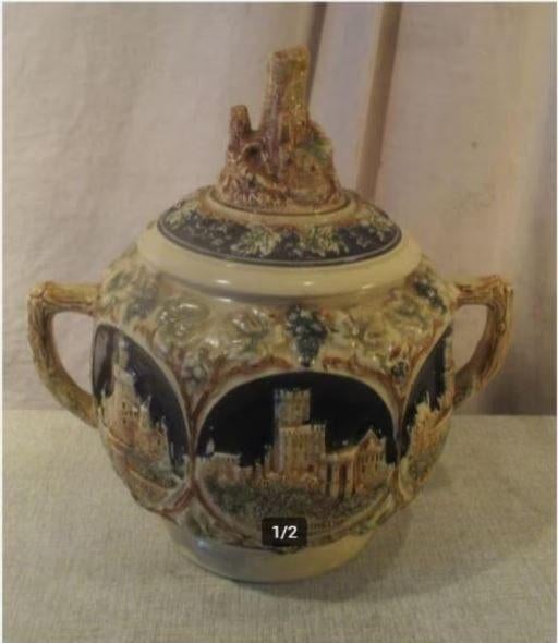 Prachtige antieke karamieke Duitse Pot met deksel, Antiek en Kunst, Antiek | Keramiek en Aardewerk, Ophalen of Verzenden