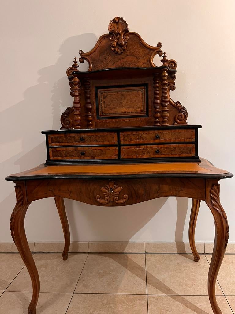 Superbe bureau Napoléon III en marqueterie en parfait état, Maison & Meubles, Enlèvement, Comme neuf, Napoleon III