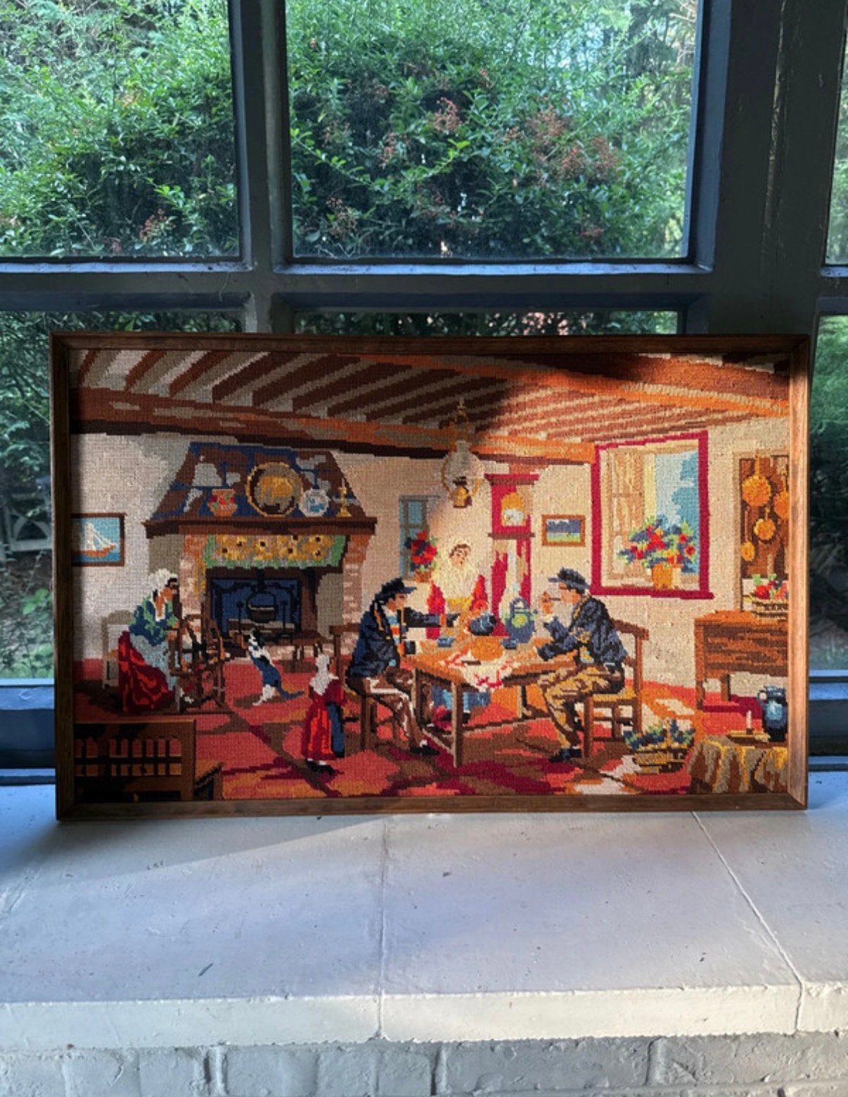 Grande tapisserie encadréepeinture sur toileScène d'auberge , Enlèvement