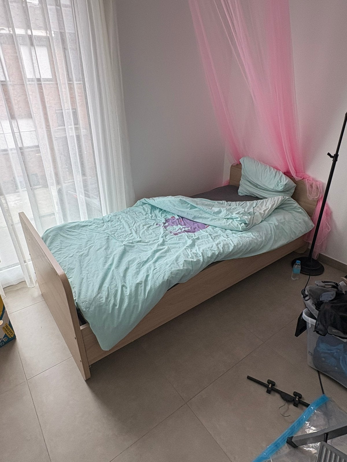 Meegroeibed, Huis en Inrichting, Slaapkamer | Bedden, Ophalen, Zo goed als nieuw, Eenpersoons, Hout