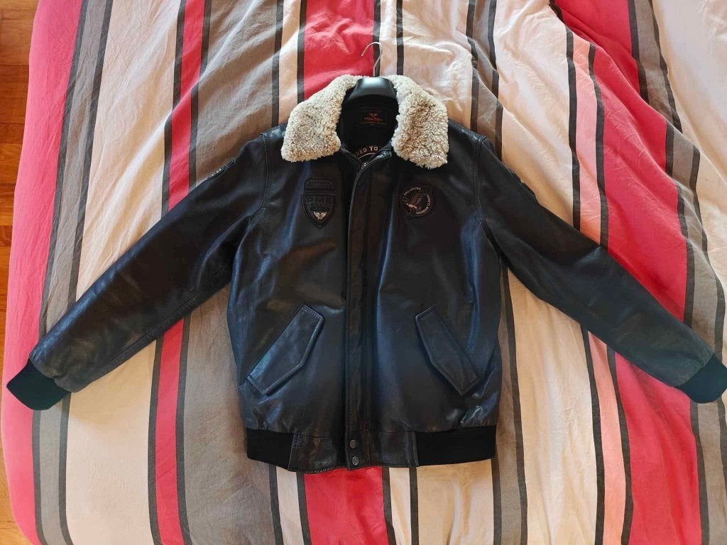 Pall Mall Cargo "piloot" lederen vest/jas, Ophalen, Zwart, Maat 56/58 (XL), Pall Mall