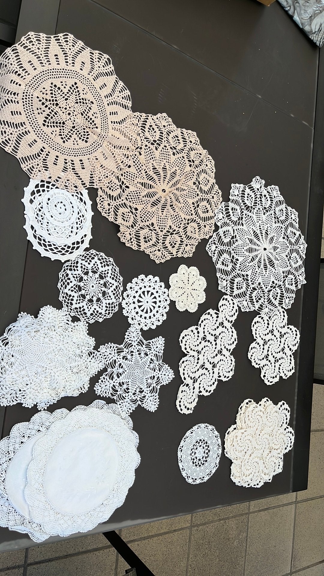 Gehaakt tafelkleed tafeldoek, Ophalen
