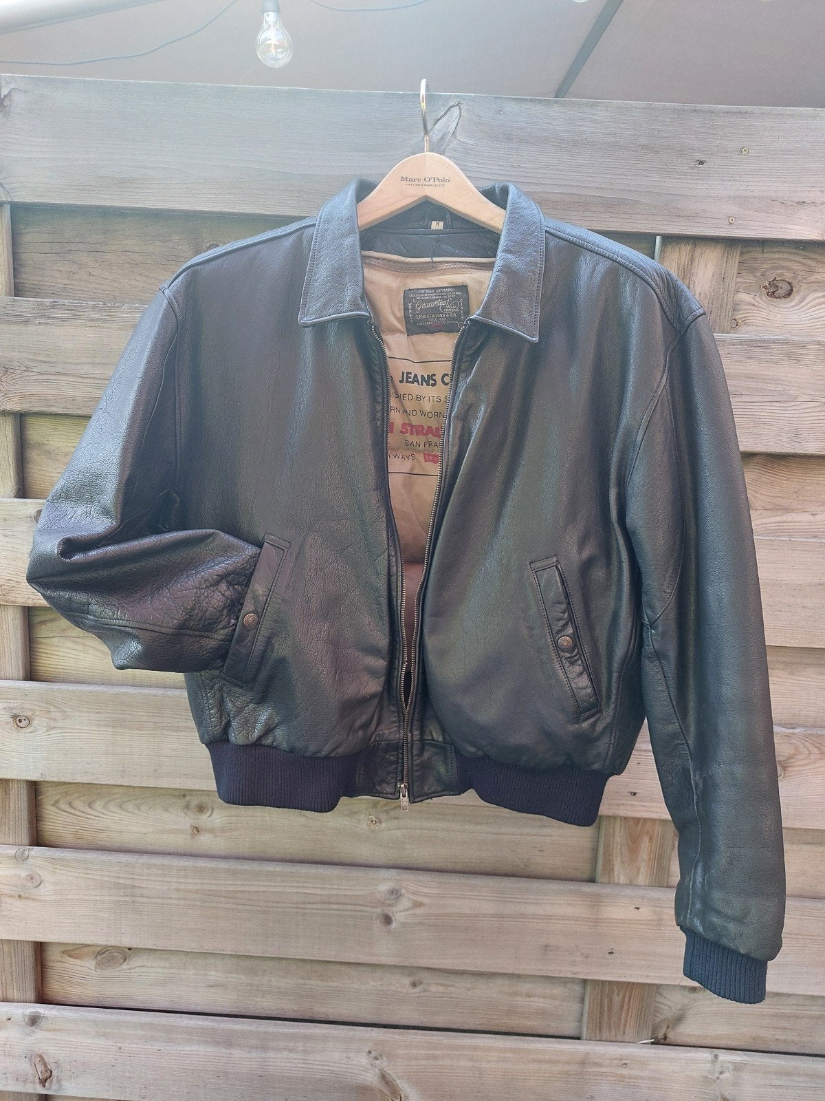 Zwarte leren herenjas van Levi Strauss & Co, maat M, Ophalen, Maat 48/50 (M), Zwart, Levi Strauss & Co.