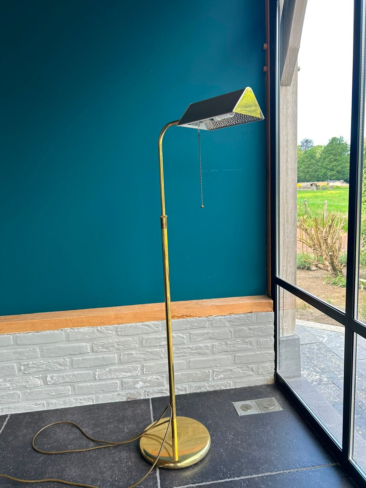 Mooie vintage vloerlamp in messingkleurige uitvoering, Ophalen, Zo goed als nieuw, Metaal