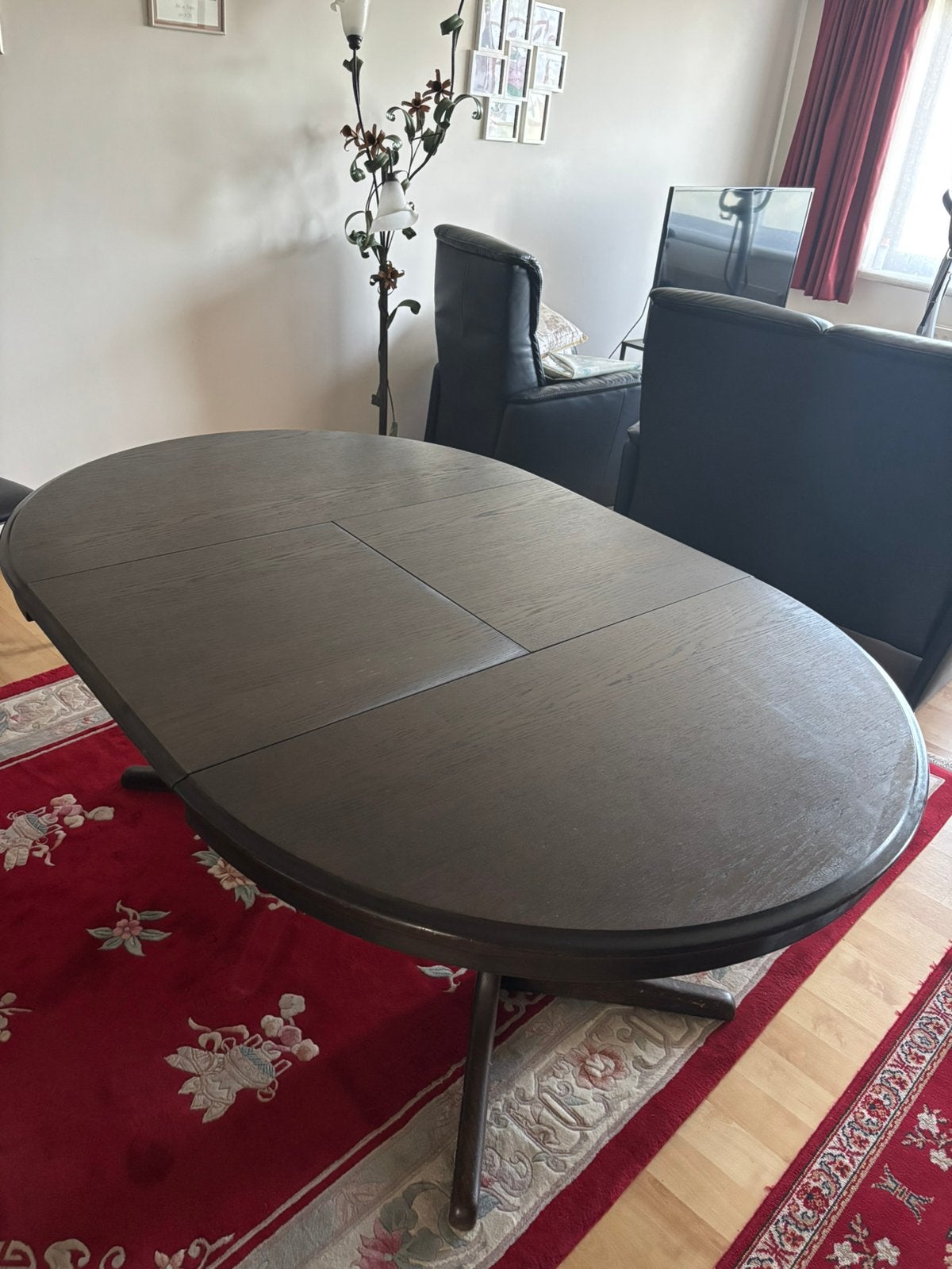 Ronde/ovale eetkamertafel, Huis en Inrichting, Tafels | Eettafels, Ophalen, Gebruikt, 100 tot 150 cm, Rond