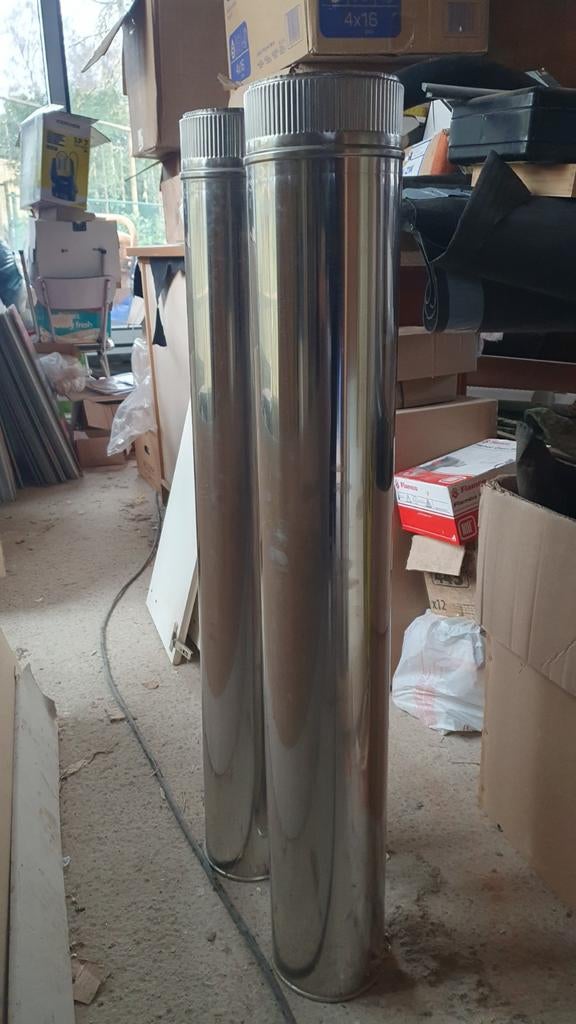 Schouw van dubbelwandige inox buizen 80mm diameter, Ophalen, Inox
