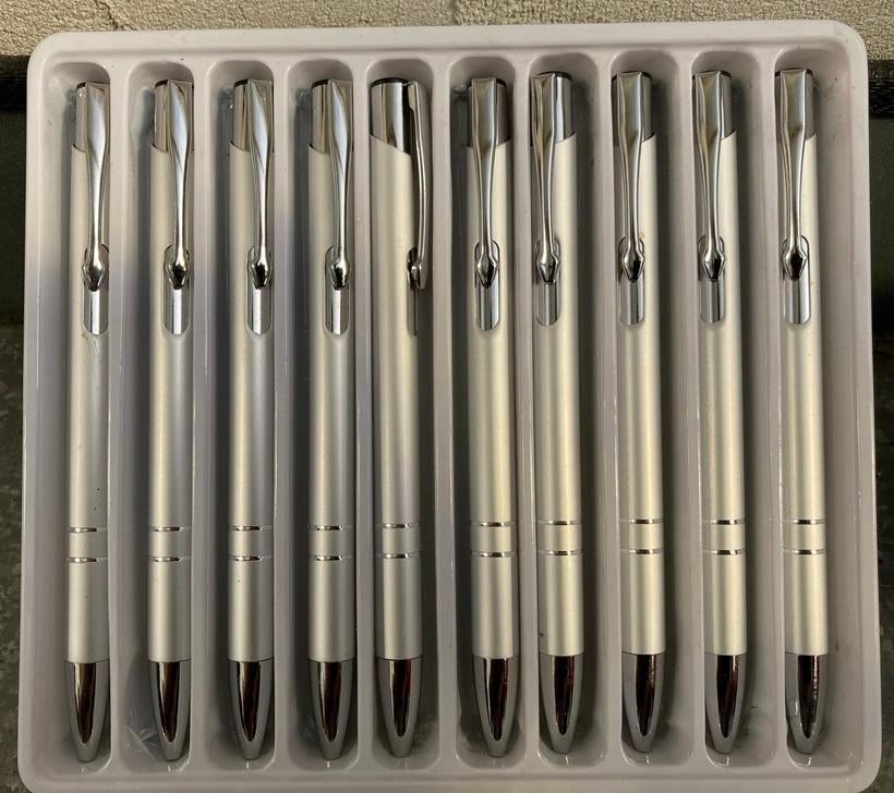 BALPEN METAAL ZILVERKLEURIG 10 STUKS NIEUW, Enlèvement ou Envoi, Neuf
