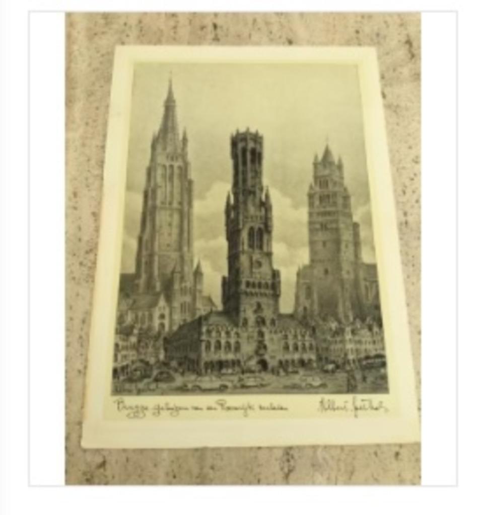 Tekening Brugge getuigen van een roemrijk verleden-Goethals, Ophalen of Verzenden