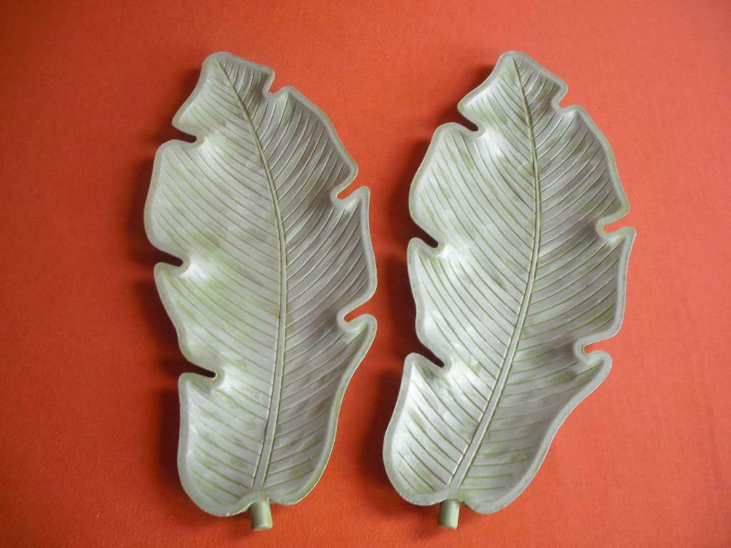 2 Plateaux décoratifs en forme de " FEUILLES ", Enlèvement, Utilisé, Autres formes, Autres matériaux