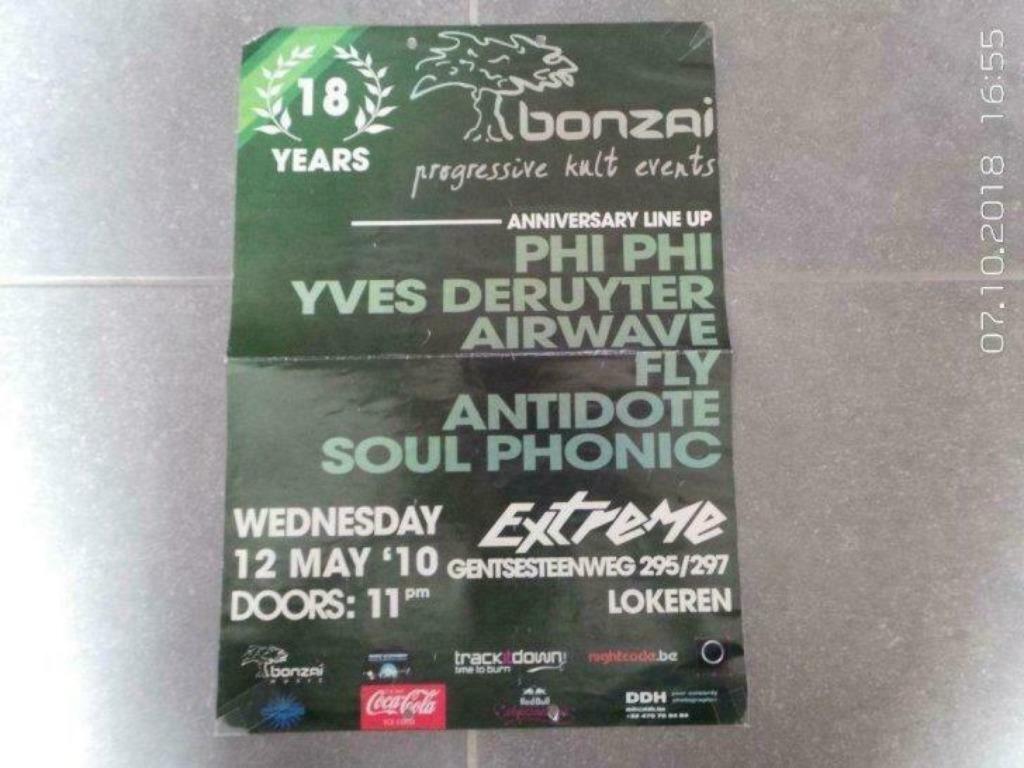 Poster 18 Years Bonzai Progressive @ Extreme 12.05.2010, Verzamelen, Ophalen of Verzenden, Gebruikt, Poster, Artwork of Schilderij