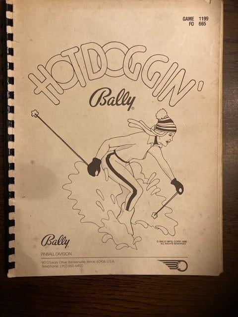 BALLY HOT DOGGIN MANUAL WITH SCHEMATIC, Verzamelen, Elektronisch, Bally, Ophalen of Verzenden, Zo goed als nieuw