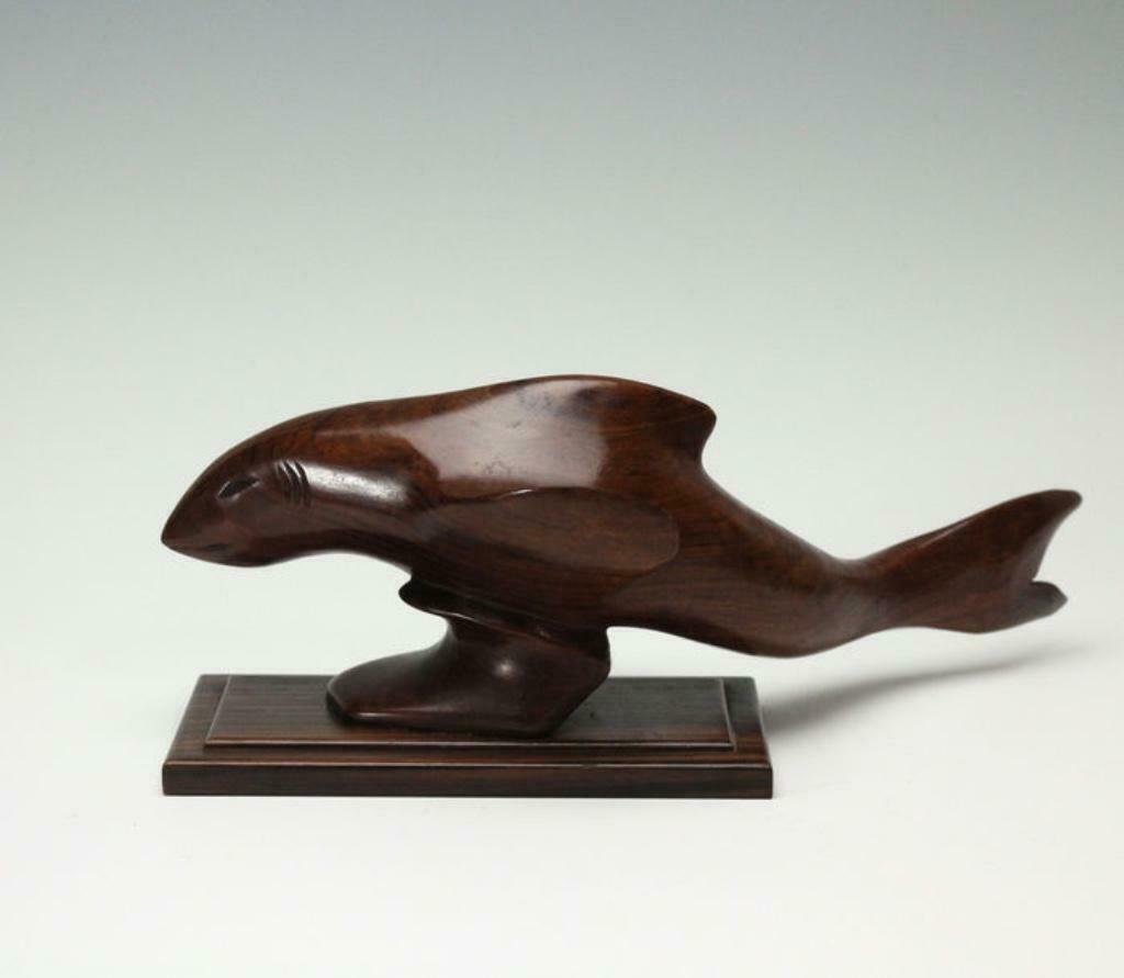 Houten sculptuur van een haai - coromandel hout, Antiek en Kunst, Ophalen of Verzenden