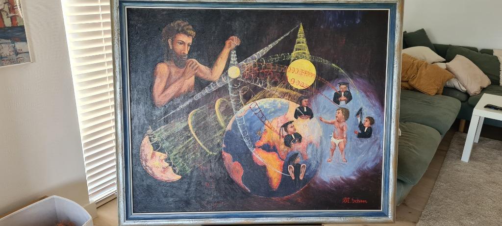 surrealistisch schilderij Gesigneerd in.Arquati-Brev lijst , Antiquités & Art, Art | Peinture | Moderne, Enlèvement
