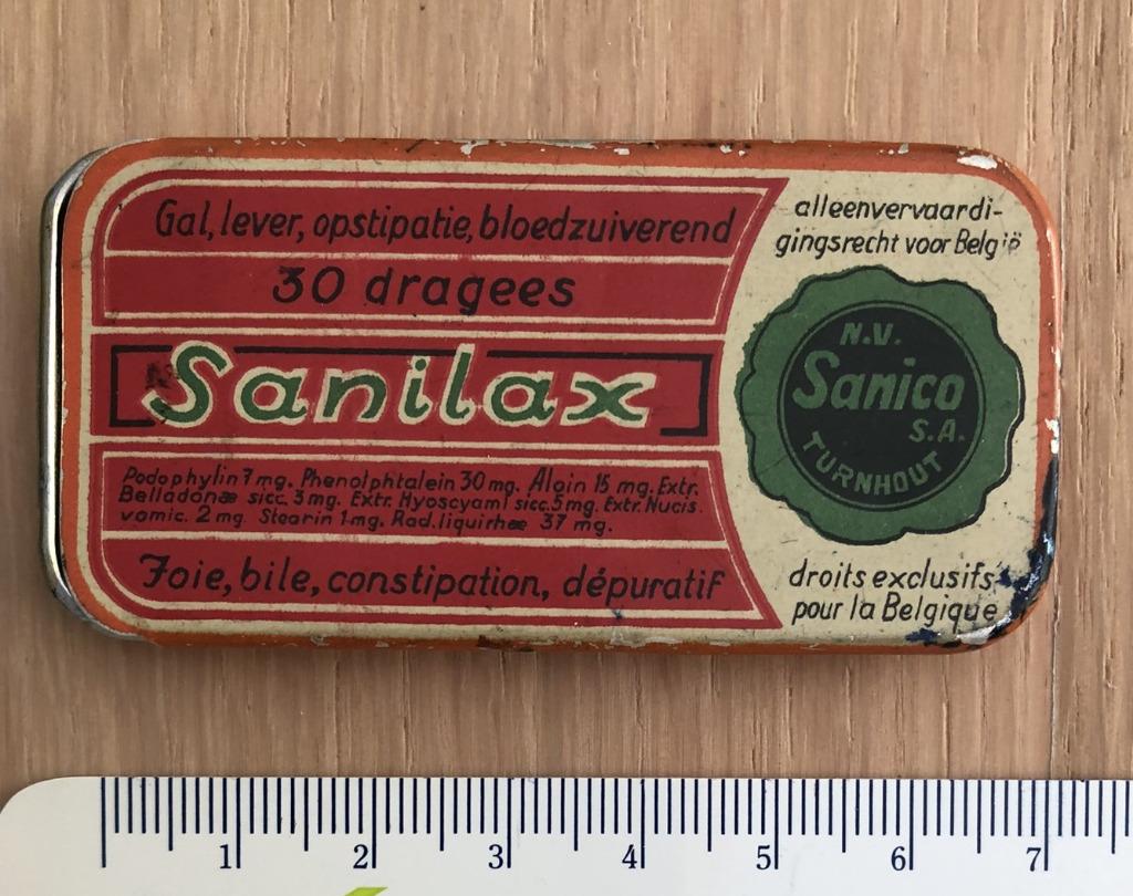Oud pillendoosje Sanilax, Verzamelen, Ophalen of Verzenden, Gebruikt, Overige, Overige merken