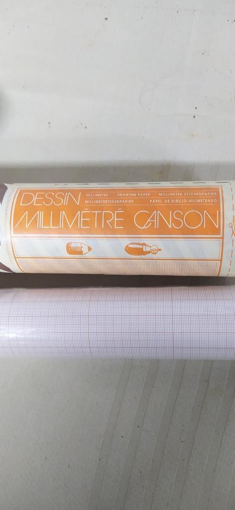 Millimeter papier CANSON op rol in koker. 0,75X10 m. NIEUW., Enlèvement