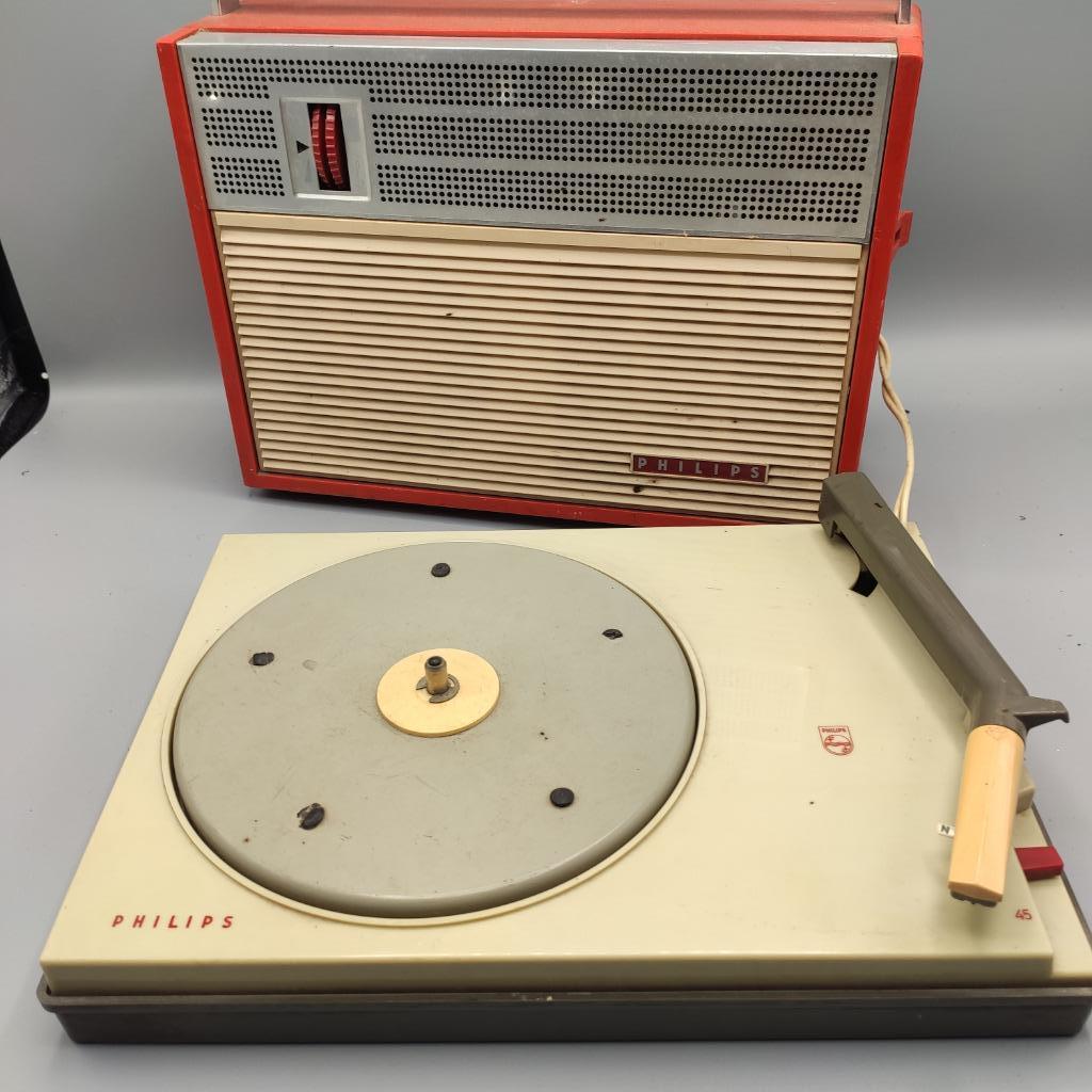 Vintage 60' Philips draagbare platenspeler pick-up, Audio, Tv en Foto, Platenspelers, Ophalen of Verzenden, Gebruikt, Platenspeler
