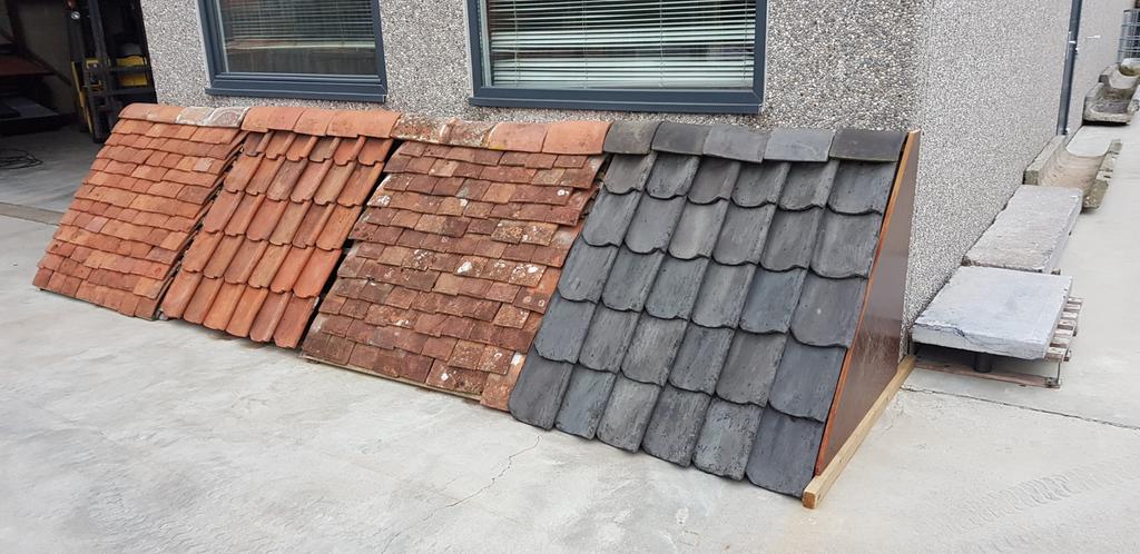 Oude bourgondische tegelpannen, kleine & grote hoeveelheden, Doe-het-zelf en Bouw, Ophalen, Gebruikt, Dakpannen, Overige kleuren