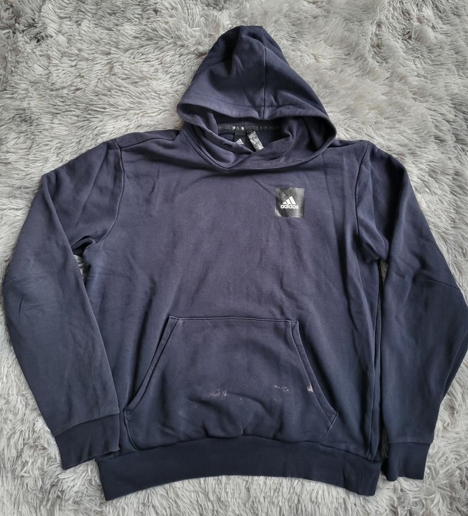 Adidas Must Haves Enhanced Graphic Hoodie - Marineblauw - M, Kleding | Heren, Truien en Vesten, Gedragen, Maat 48/50 (M), Blauw