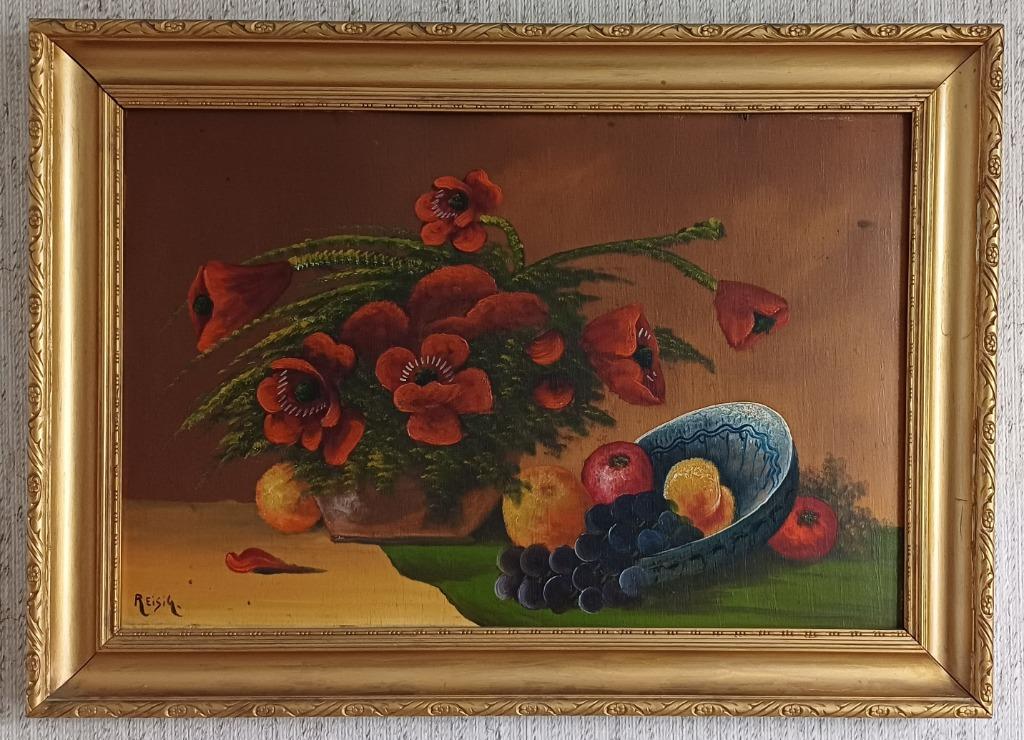 Schilderij op hout gesigneerd REISIG, Ophalen of Verzenden