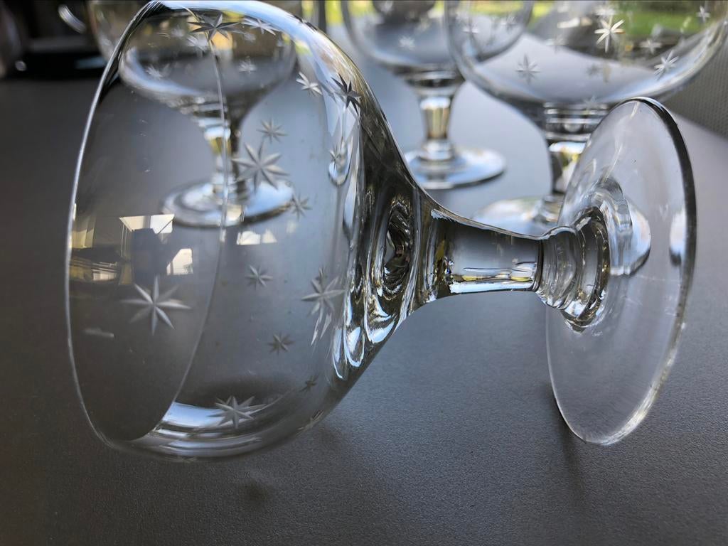 4 mooie, oude champagne coupes in mooi geslepen glas, Antiek en Kunst, Ophalen of Verzenden