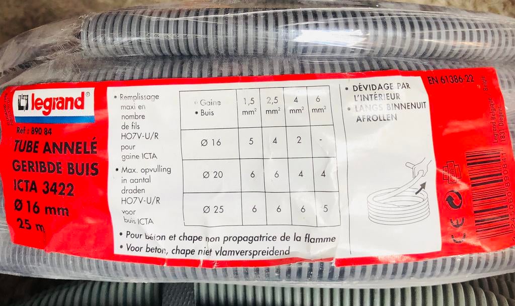 Legrand 25 meter buis ICTA 3422, diameter 16 mm, Doe-het-zelf en Bouw, Elektriciteit en Kabels, Ophalen, Zo goed als nieuw, Kabel of Snoer