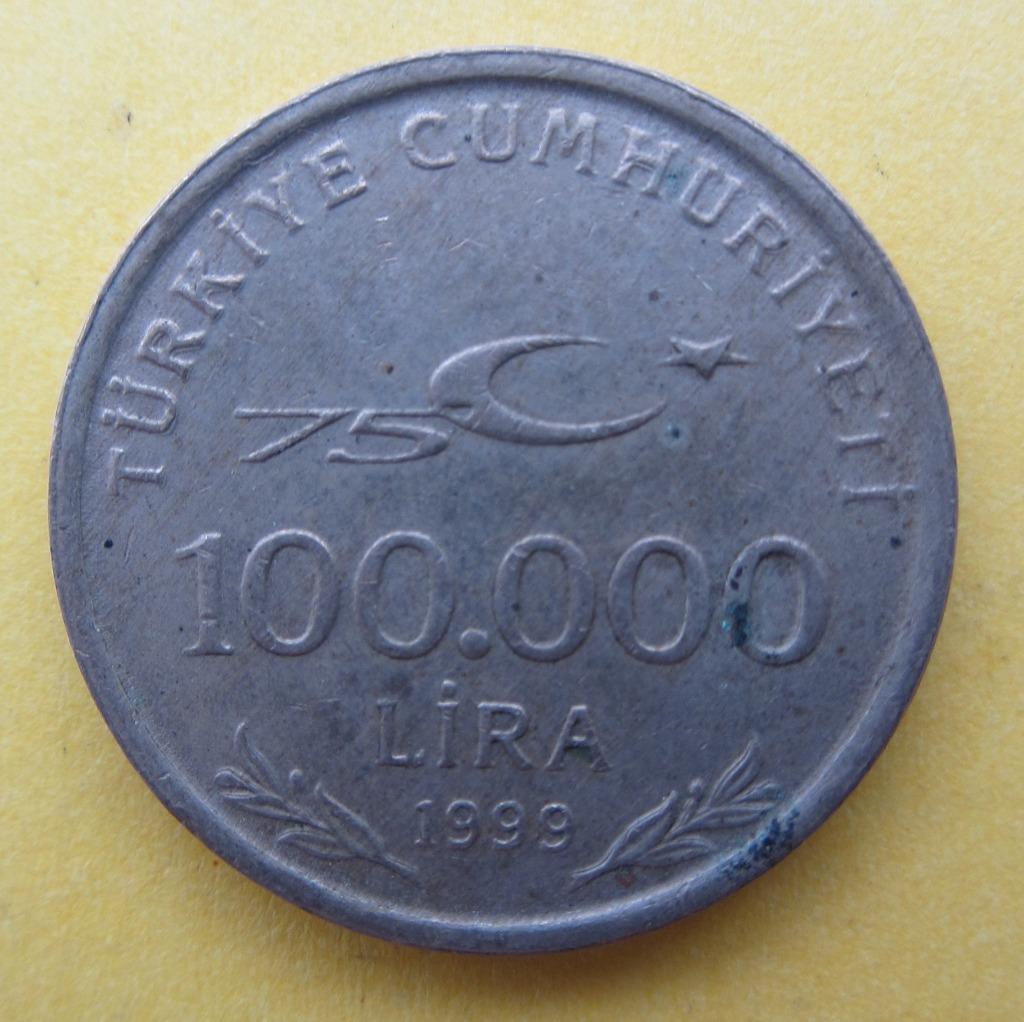 Turkse Lira - Munt 100.000 - 1999, Postzegels en Munten, Ophalen of Verzenden, Overige landen, Losse munt