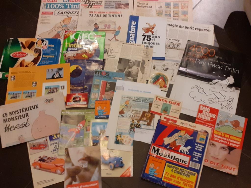 HERGE TINTIN Lot papiers divers, Enlèvement ou Envoi, Tintin, Utilisé, Image, Affiche ou Autocollant