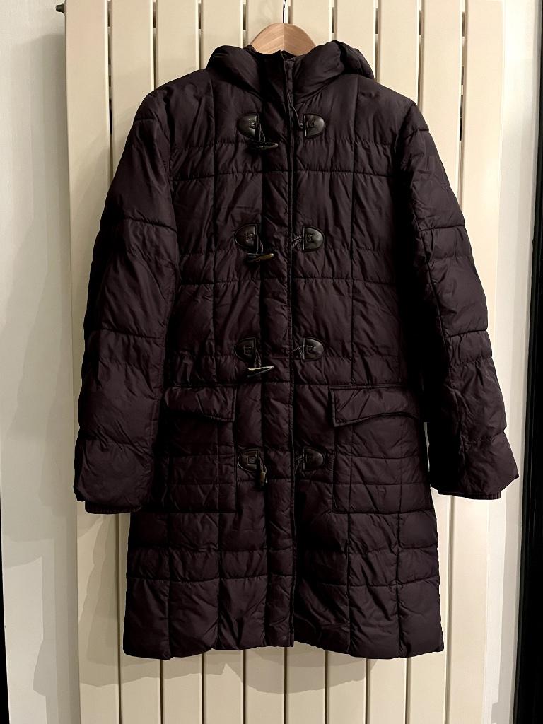 Donkerbruine lange gewatteerde winterjas dames - Esprit, Kleding | Dames, Ophalen, Bruin, Maat 36 (S), Gedragen