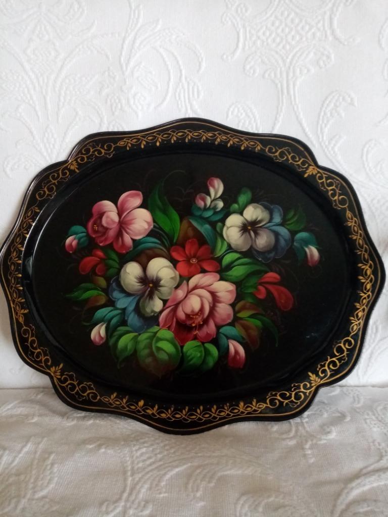 Plateau métal Russie Zhostovo signé V.Danilov 1970s 38/31cm, Maison & Meubles, Accessoires pour la Maison | Plateaux, Comme neuf