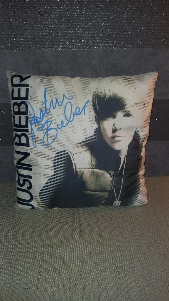 Justin Bieber kussen, Ophalen of Verzenden, Gebruikt, Gebruiksvoorwerp