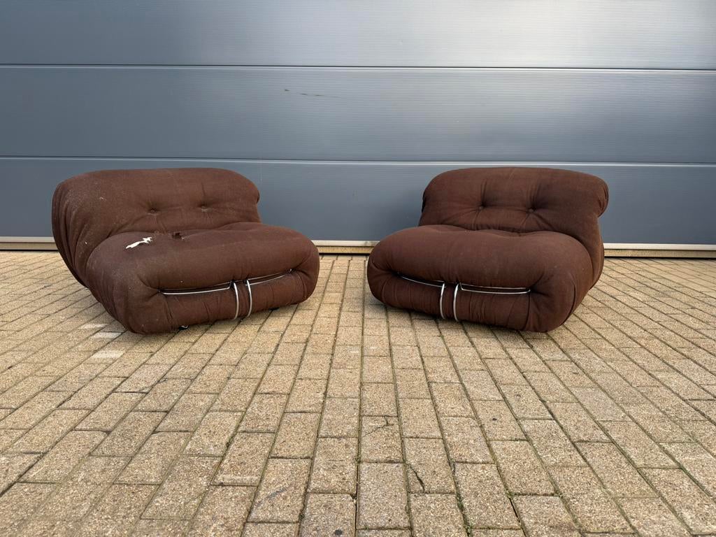 Originele 1970’s Cassina Soriana 2x 1zit Tobia & Afra Scarpa, Huis en Inrichting, Ophalen of Verzenden, B&b italia bellini guzzini cor togo artifort knoll vitra leolux
