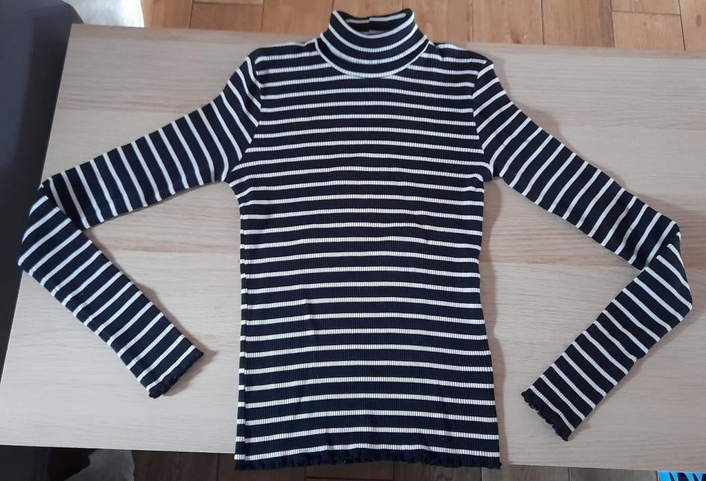 T-shirt à col roule C&A bleu marine/blanc taille 14+, Kinderen en Baby's, Kinderkleding | Maat 164, C&A, Meisje, Ophalen of Verzenden
