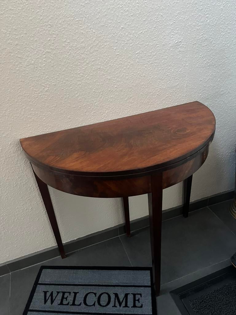Table demi lune avec tiroir secret en acajou, Maison & Meubles, Enlèvement, Utilisé