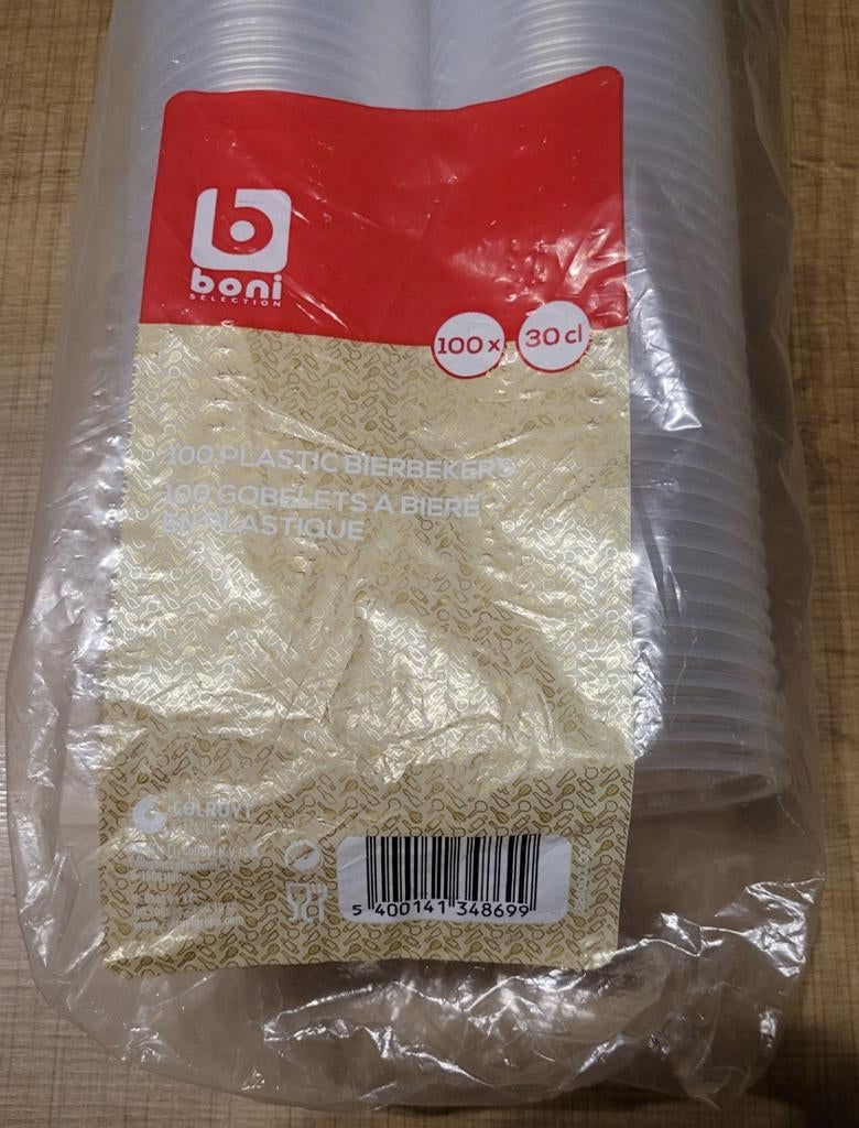100 plastic (bier)bekers - 30 cl (nieuw!), Ophalen of Verzenden, Nieuw, Feestartikel