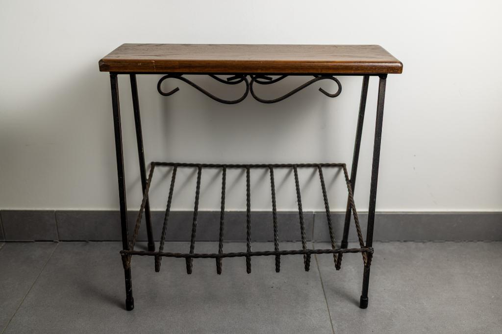 Vintage Haltafel met Smeedijzer en Hout, Antiek en Kunst, Antiek | Meubels | Kasten, Ophalen of Verzenden