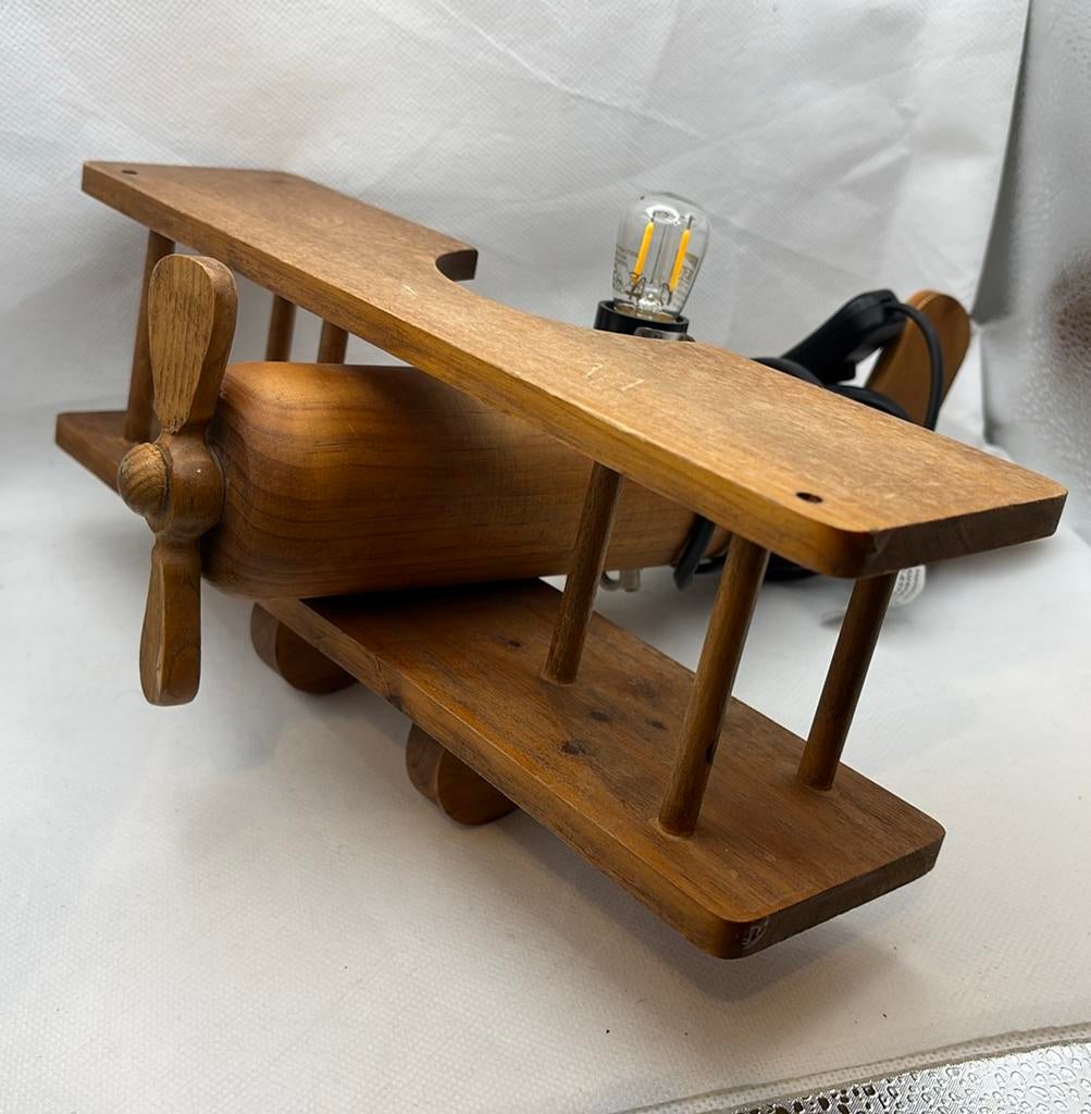 Houten lamp, vliegtuig, Ophalen of Verzenden, Gebruikt