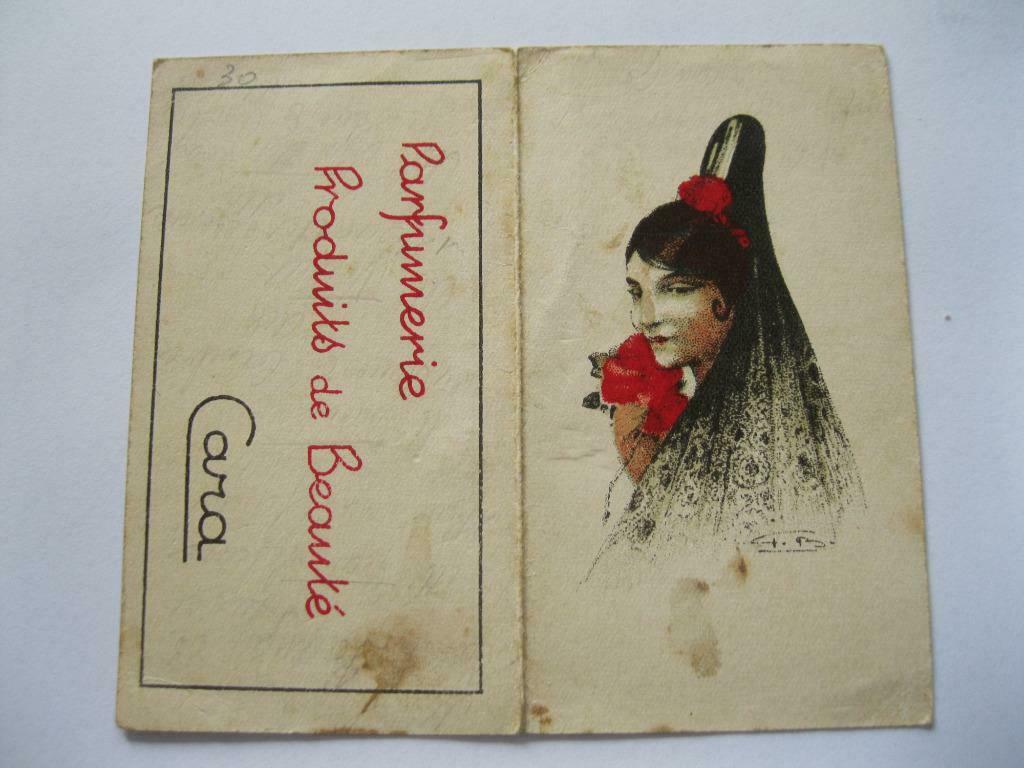 Oud parfumkaartje Cara met kalender 1939 RARE, Enlèvement ou Envoi, Utilisé, Autres types