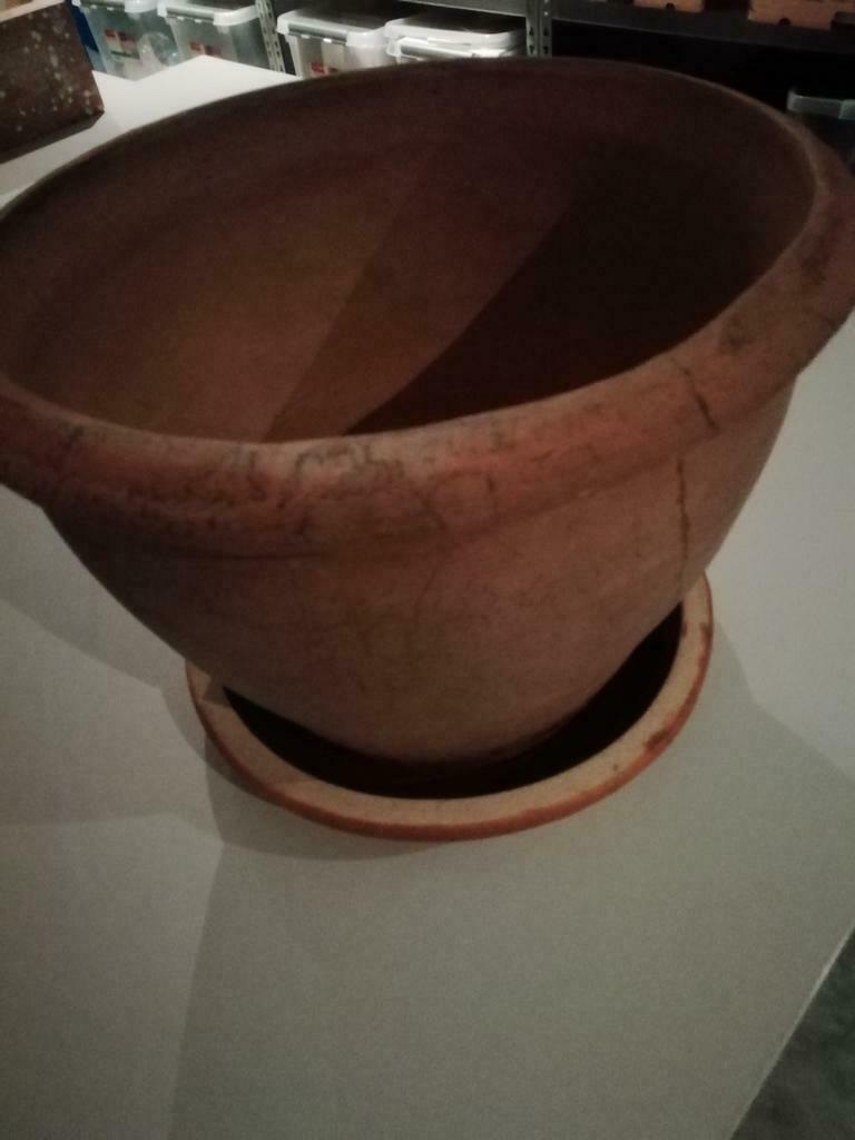 Terra cotta bloempot 40cm met schaal, Tuin en Terras, Ophalen