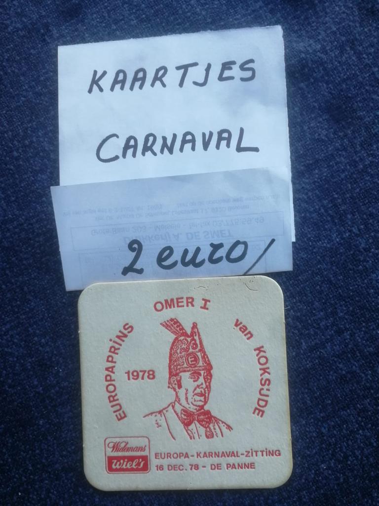 Bierkaartje Wiel’s - Karnaval 1978 De Panne - €2, Enlèvement ou Envoi, Sous-bock
